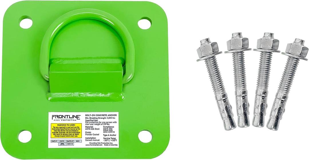 FRONTLINE FALL PROTECTION COP01 Concrete and Steel D-Ring Reusable Anchor Plate | Concrete Walls,Ceilings,Columns | ASTM rated steel | OSHA & ANSI Compliant