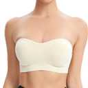 Strapless Bras for Women Non-Slip Silicone Bandeau Bralette Seamless Wireless Strapless Bra Padded Tube Top (M)