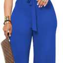 Ulovmi Womens Jumpsuits Dressy Formal Elegant Wide Leg Romper Jumpsuit Wedding Guest Party Cocktail One Piece Outfits (Blue, L)
