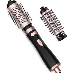 Rotating Hair Dryer Brush Spinning, 4-in-1 Blow Dryer Brush with 2 Inch&1.5 Inch Brush Attachements, Round Hot Air Brush for Hair Smooth/Volume/C-Curls