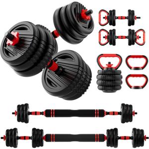 Adjustable Dumbbell Set, 30lbs Free Weight Set with Connector, 5 in1 Dumbbells Set Used as Barbell, Kettlebells, Push up Stand,Weight Plate, Fitness Exercises for Home Gym Suitable Men/Women