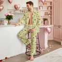 Unisex Ultra Soft Pajama Set, Valentines Pajamas, Soft Warm Matching Sleepwear Gift for Women Men (Green, M)