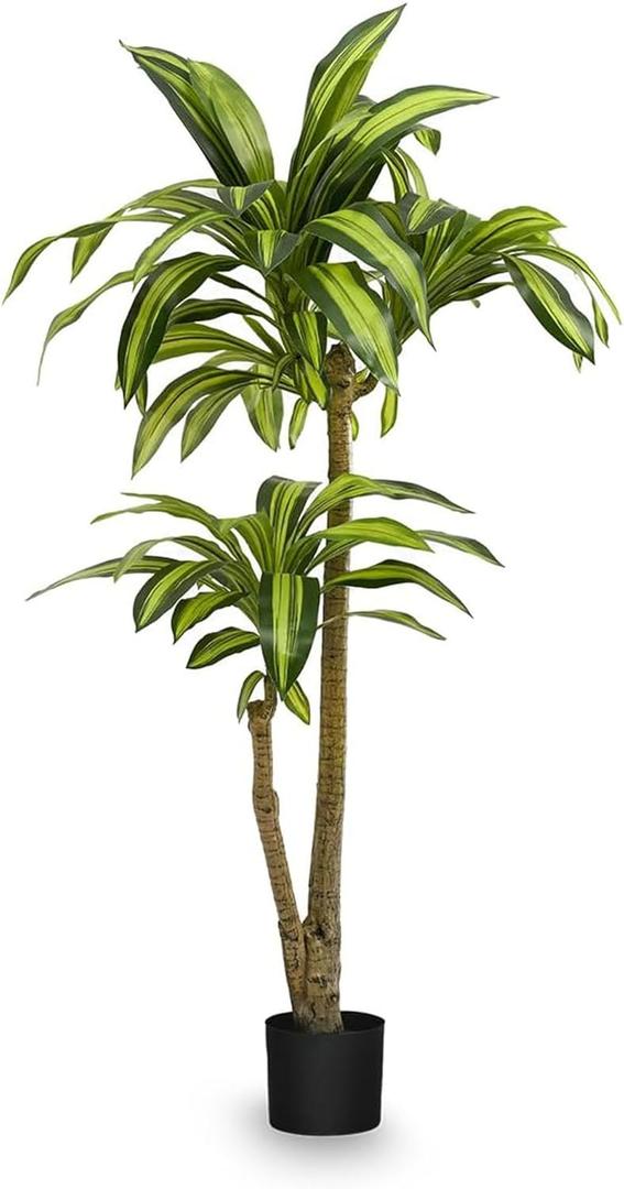 Maia Shop 4ft 3in Artificial Dracaena Tree Plant for House, Apartment or Office  Realistic Fake Indoor Plants for Living Room, Kitchen, Bedroom, Entryway or Bathroom  Faux Greenery for Home Dcor