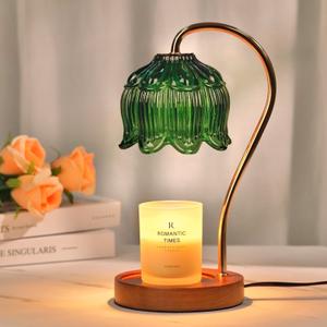 CABRHEART Candle Warmer Lamp with Timer, Dimmable Electric Candle Warmer Melter, Small & Large Jar Fragrance Candle Holders for Home Decoration Gift for Women, Golden-Green