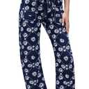 Kedera Women Printed Barrel Jeans High Waist Drawstring Denim Pants Wide Leg Printed Horseshoe Jeans with Pockets (Blue)