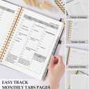 2026 Planner, Weekly and Monthly Calendar Planner from January 2026 - December 2026, 8.5" x 11" Hardcover Leather Hourly Appointment Book with Tabs, Spiral Daily Planners for College School Work Home, Black (A4)