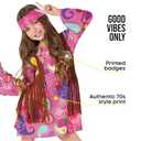 Morph 70s Outfits For Girls, Girl Hippie Costume, 60s Outfits For Girls, Hippie Costume For Kids, Kid Disco Outfit (Medium, Pink)