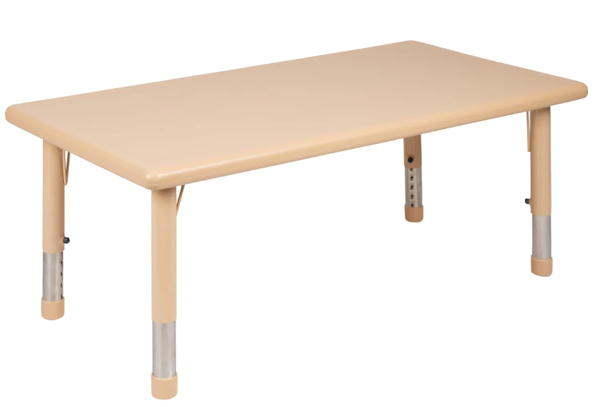 Ubique Rectangular Plastic Height Adjustable Activity Table, 4x2ft, Beige