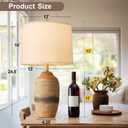 24.5" Handcrafted Ceramic Table Lamp with 5FT Cord, Single Farmhouse Vintage Rustic Bedside Lamp for Living Room Bedroom, Linen Shade Nightstand End Table Decor (Bulb Not Included)Earthy Yellow