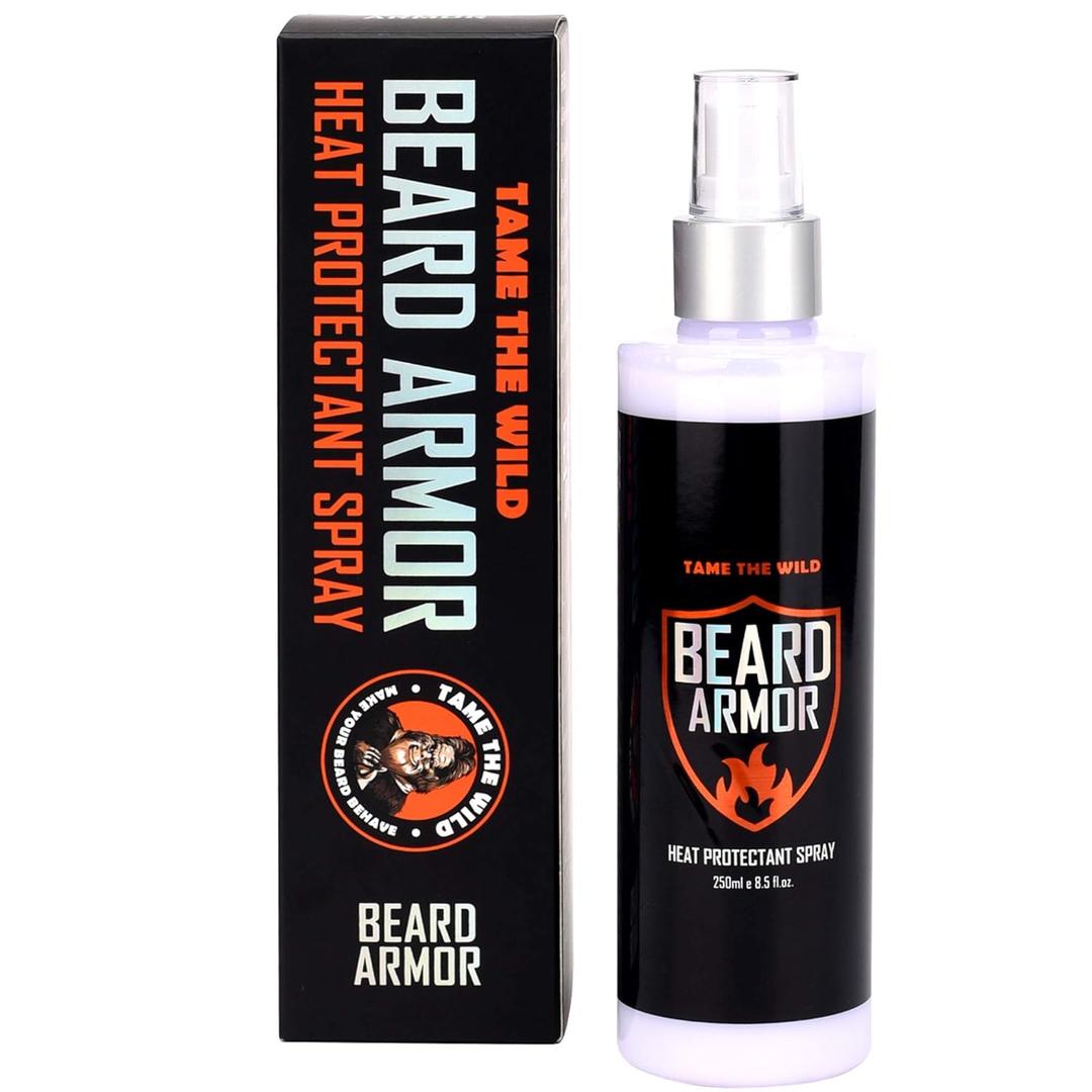 Tame the Wild Beard Straightener with Heat Protectant - Argan Oil, Keratin & Aloe Fortified Spray for Men's Hair & Beard - Large 8.5 Fl Oz Bottle