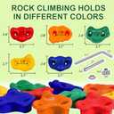KINSPORY 17 Pack Playground Parts & Accessories for Kids - 10pc Colourful Rock Climbing Holds, 4pc Climbing Handles & Grips, 2pc Play Phones and Steering Wheel for Children Wooden Playset
