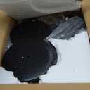 smusei 2 Pack Round Side Table for Small Spaces Small Drink Table with Marble Base Pedestal Side Table for Living Room Bedroom Home Decor, Black