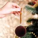 100 Pcs Christmas Velvet Ornament Strings Adjustable Ornament Hooks Non Slip Hangers Hooks Tree for Christmas Tree Decorations(Brown)