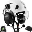 GREEN DEVIL Safety Helmet Hard Hat with Visor and Bluettoth Ear Muffs Vented Work Helmet for Men and Women ANSI Z89.1 Approved Hardhat Ideal for Industrial & Construction