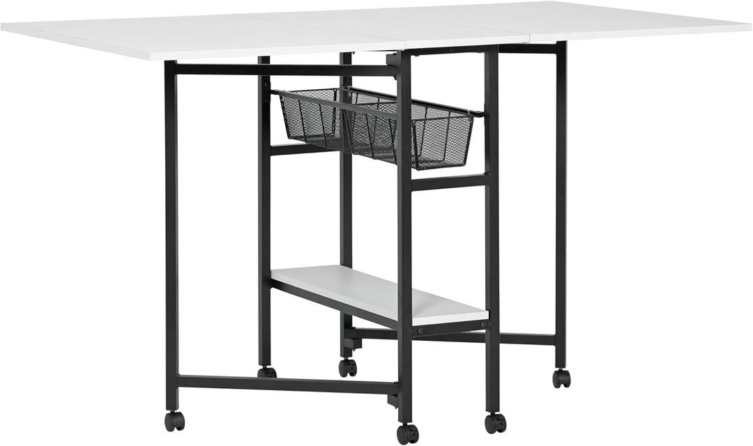 Studio Designs Sew Ready Fabric Cutting Standing Table with Craft Organizers - 58.75" W x 36.5" D x 30" H - Charcoal / White