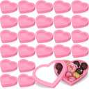 CroBlissful 24 Pcs Valentine's Day Heart Shaped Gift Boxes with Clear Window Lid Large Plastic Decorative Storage Flower Heart Boxes for Gift Giving Present Wrapping Jewelry Display (Pink)