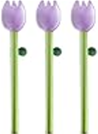 3 Pcs Borosilicate Color Transparent Glass Spoons,Cute Flower Long Handle Spoons for Ice Cream Dessert Coffee Stirring (Purple Bud Spoon)