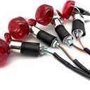 Universal 4pcs Motorcycle Turn Signals Chrome Bullet Front Rear Lights Compatible with Harley Honda Suzuki Yamaha Kawasaki Motorcycle Bobber Chopper(Red shell)