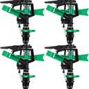 1/ 2 Inch Plastic Impact Sprinklers Adjustable 0 Degree to 360 Degree Pattern Plastic Sprinkler Head for Garden Watering Supplies (4 Pieces)