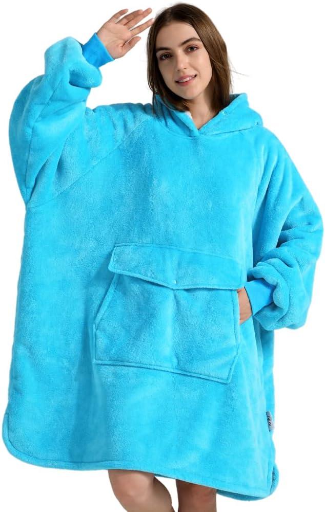 Krifey Wearable Blanket Hoodie, Oversized Sherpa Fleece Sweatshirt with Giant Pocket, Birthday Gifts for Women, Mom, Sister