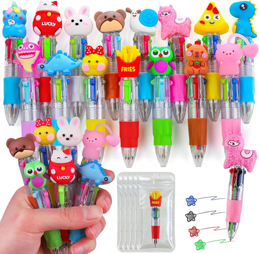 16Pcs Mini Multicolor Pen in One 4-in-1 Cute Pens Bulk,Kawaii Ballpoint Pens for Classroom Gifts Birthdays and Parties