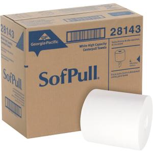 SOFPULL CENTERPULL HIGH-CAPACITY PAPER TOWELS BY GP PRO (GEORGIA-PACIFIC), 28143, WHITE, 4 ROLLS PER CASE, 567 TOWELS PER ROLL