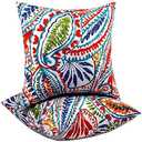 Outdoor Throw Pillows - Decorative Pillows with Insert Included Set of 2 Outdoor Pillows for Patio Furniture 18x18 Inch (Paisley Patten)