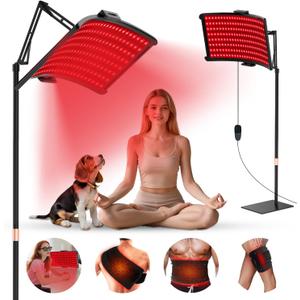 Red Light Therapy Lamp 10-in-1 with Stand & Belt, 660nm Red Light and 850nm Near Infrared, Face & Body Care Device for Skin & Muscle Recovery