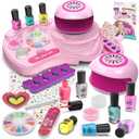 Amagoing Nail Polish Set for Girls Ages 7-12, Kids Nail Art Studio Kit, Non Toxic Quick Dry Nail Polish, Nail Dryer, Storage Desk, Glitter, Cool Girls Stuff, Birthday Gifts Ideas 8 9 10 11 Years Old