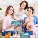 24 Design Blue Baby Shower Photo Booth Props Set Baby Shower Photo Booth Kit Decorations, Waterproof Multi Color Double Sided Printed DIY Selfie Photoshoot Party Supplies