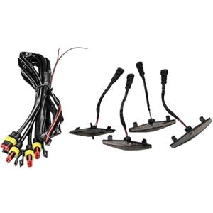 Car Grille LED Light Wire Harness Vehicle Daytime Running Light Fog Light Compatible With TOYOTA 4RUNNER 2014-2019(4PCS Black White)
