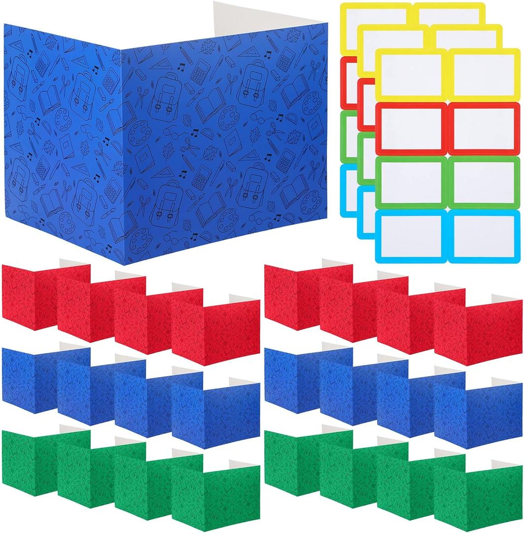 Crtiin 24 Pcs Privacy Folders for Students Desk Dividers Standard School Privacy Cardboard Board Testing Dividers Shield for Classroom Teacher Supplies Keep Eyes from roving(Cute)
