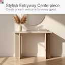 Stead Fluted Console Table Weathered White Solid Wood Entryway Table with Oak Grain Veneer, Curved Base & Adjustable Feet Modern Farmhouse Fluted Console Table for Hallway or Living Room.