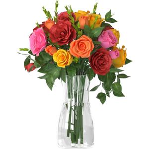 Der Rose 8 inch Clear Glass Flower Vases for Flower Bouquet Decoration Home Centerpiece Wedding Decor Gift, Clear