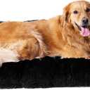 EHEYCIGA Fluffy Dog Crate Bed for Extra Large Sizes, Plush Faux Fur Crate Pad, Calming Anti Anxiety XL Bed, Washable Soft Warm Dog Mat with Non-Slip Bottom, Black