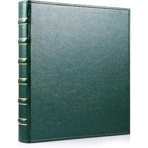 WOT I Vintage Leather Card Binder | Holds 540 Cards, Refillable Leather 3 Ring Binder for MTG/TCG/Sports Cards, Elegant Book-Style Organizer - Dark Green