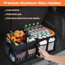 StorageWorks Trunk Organizer for SUV, Multi-Compartment Car Trunk Organizer, Car Organizer and storage with Aluminum Alloy Handle, Medium, Black and Orange, 1-Pack
