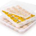 Deviled Egg Containers with Lid, (Set of 2), Stackable Deviled Egg Carrier for 48 Eggs, Clear Egg Holder for Fridge with Lid, Portable Plastic Deviled Egg Tray for Party, Easter Eggs Tray