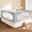 GrowthFun 3-Piece Queen Size Bed Rail for Toddlers, Baby Bed Rail Guard with Height Adjustable Toddlers Bed Rail, Kids Safety Bed Rail for Queen Size Bed (78.7"x78.7"x58.6" - Grey)