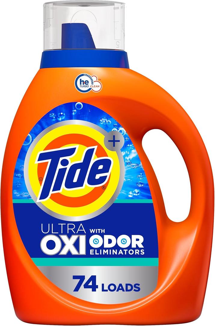 Tide Ultra OXI with Odor Eliminators Liquid Laundry Detergent For Visible and Invisible Dirt, 105 fl oz, 74 Loads