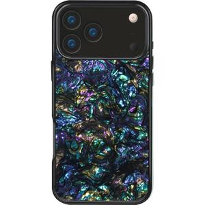 SCORPIFY for iPhone 17 Pro Case [Compatible with MagSafe] with Gleam Mystic Abalone, Cute Magnetic Phone Cover Bumper for Women Girls and Men, Black Glitter Sparkle Iridescent with Mother of Pearl
