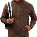 Men's Polar Fleece Jacket Warm Soft Midweight Full Zip Sweatshirt (S-XXL) (Brown, XL)