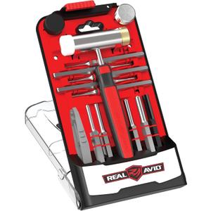 Real Avid Accu-Punch Hammer & Roll Pin Punch Set  Armorers Tool Kit with Small Hammer, 4 Interchangeable Heads, Roll Pin Punch Tools, Pin Starter & Kickstand Case for Organization
