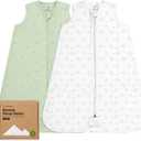 2-Pack Baby Sleep Sacks, Zipper Wearable Blanket - 0.5TOG Organic Cotton, Lightweight, Soft Cozy Infant Sleeping Sack 3-6 months, Easy to Wear Small Newborn Transition Swaddles Sleepsacks (Bunnies)