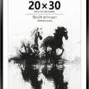 20x30 Metal Poster Frame - 20 x 30 Aluminum Picture Frame with Mat for 18x24 Photo, Tempered Glass Cover, Black Wall Hanging Photo Frame for Home Dcor