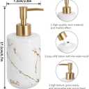 White Marble Ceramic Bathroom Set (4-Piece) - Elegant Soap Dish, Gold Pump Dispenser & Tumblers for Vanity, Sink & Bathroom Decor