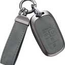 YO&YOYE Compatible with Honda Key Fob Cover with Keychain Leather Key Case Protector for 2022 Honda Accord Civic CRV Pilot Odyssey 11th Gen Smart Key Case Holder (Grey)