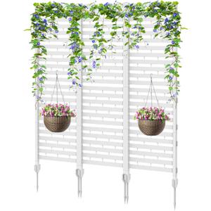 CADUKE Outdoor Privacy Screen Freestanding, 12-Panel Modular Plastic Privacy Fence Panels for Air Conditioner and Trash Can, Weatherproof White Enclosure, Multiple Size Configurations