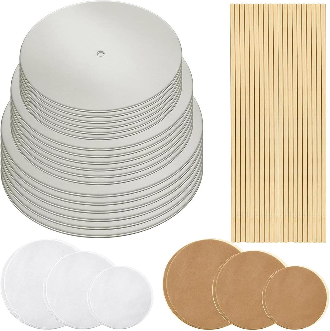 Patelai 98pcs Cake Tiered Stacking Kit - 6, 8, 10 Inch Cakes Boards, Wooden Cake Dowels, Parchment Paper Round for Tiered Cakes Wedding Birthday Party