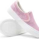 Toandon Toddler Girls Kids Sparkle Slip On Sneakers Loafers Age 2-10 (Pink)